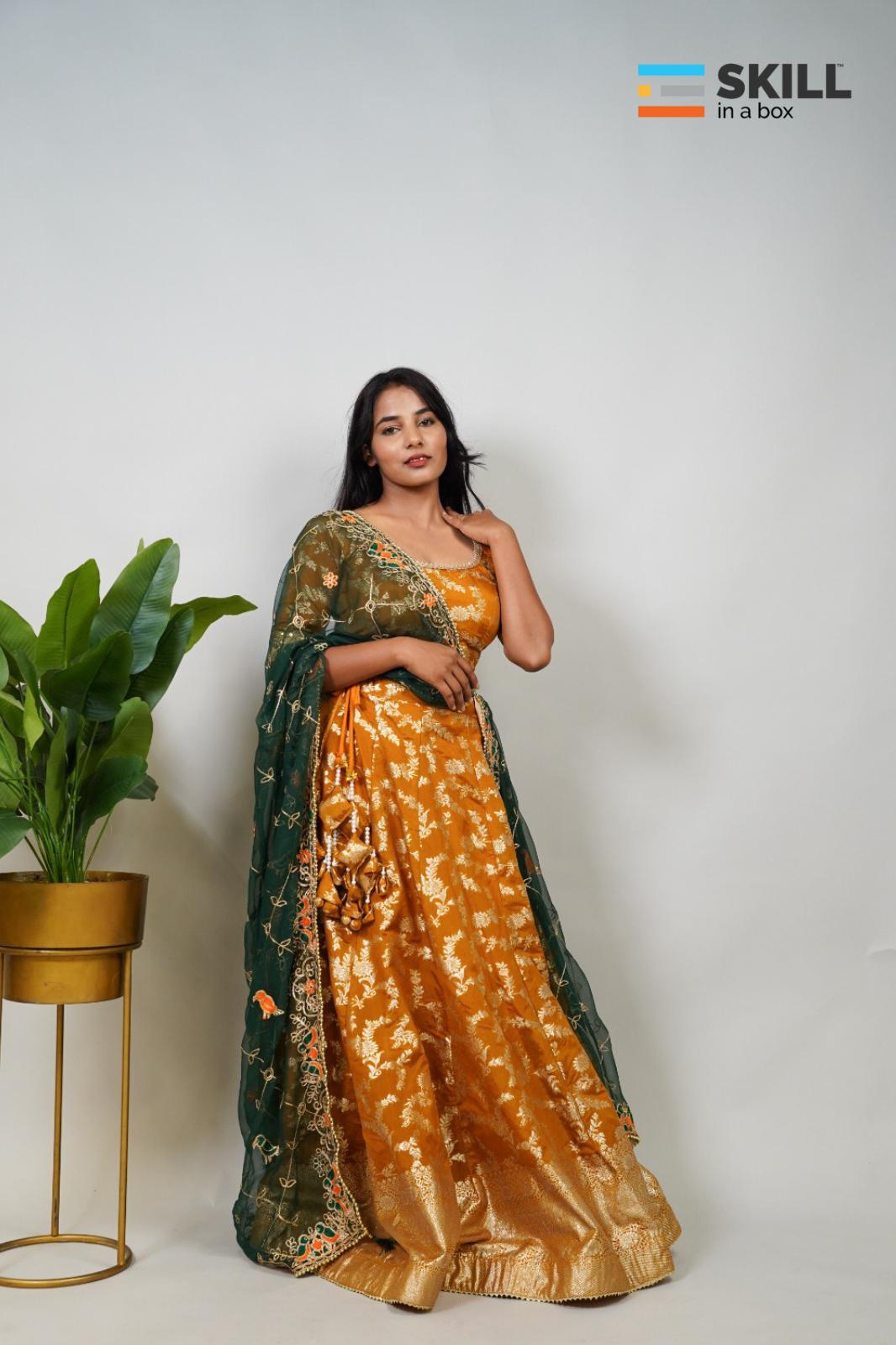 Riv Fashions | Ivory Gulnaar Banarasi Silk Lehenga Set with Maroon Blouse & Organza Dupatta ✨ Wedding & Festive Wear