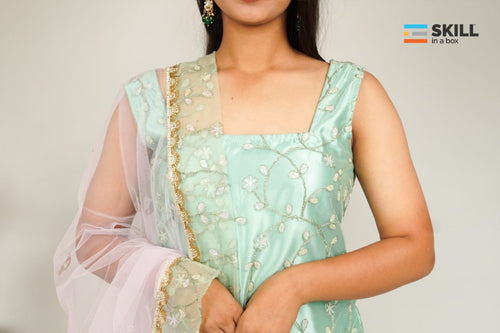 Mint Green Embroidered Lehenga Choli with Lilac Net Dupatta – Designer Wedding & Festive Wear | Riv Fashions
