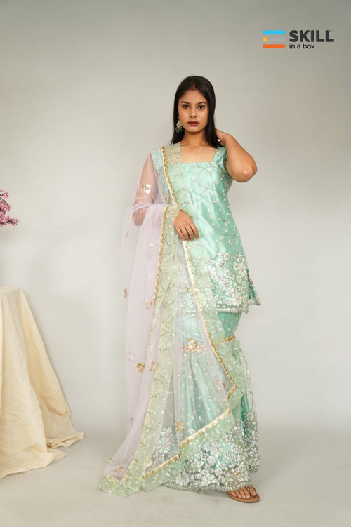 Mint Green Embroidered Lehenga Choli with Lilac Net Dupatta – Designer Wedding & Festive Wear | Riv Fashions