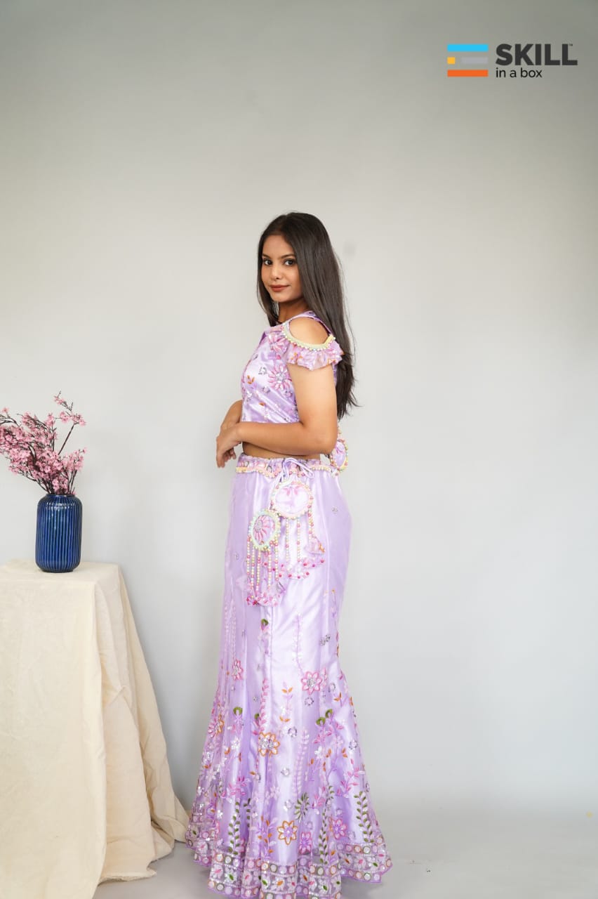 Lavender Embroidered Indo-Western Lehenga Set – Elegant Party & Festive Wear | Riv Fashions