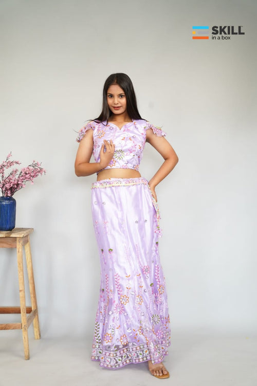 Lavender Embroidered Indo-Western Lehenga Set – Elegant Party & Festive Wear | Riv Fashions